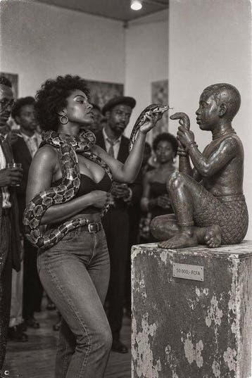 Een bronzen beeld. - Ta-da! - Nigeria, Antiek en Kunst