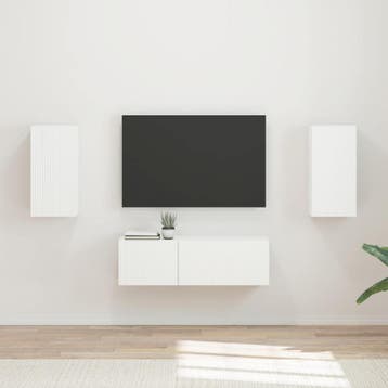 vidaXL Tv Wandkast Set 4 st Wit Bewerkt hout, Verzenden, Nieuw