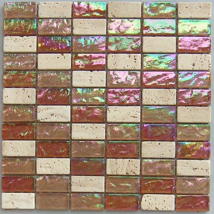 Wand Mozaïek Tegels Factory Glas/Marmer Rood Glans - Matj.., Doe-het-zelf en Bouw, Tegels, 20 tot 40 cm, 20 tot 40 cm, 10 m² of meer