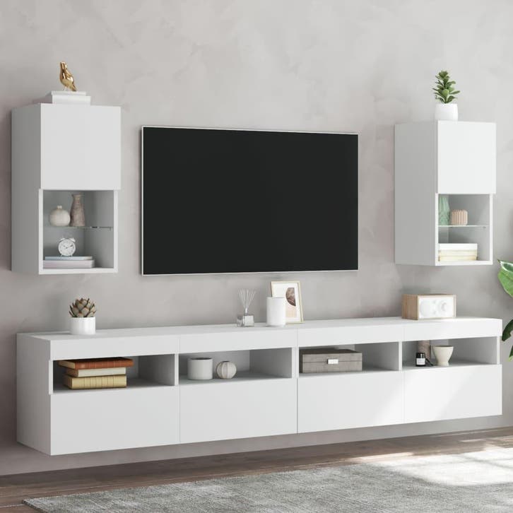 vidaXL Tv-meubelen 2 st met LED-verlichting 30,5x30x60 cm, Huis en Inrichting, Kasten |Televisiemeubels, Nieuw, Verzenden