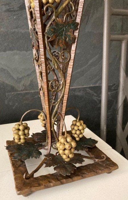 Lampe - Fer, Satin - Art Nouveau, Antiquités & Art, Curiosités & Brocante