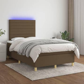 vidaXL Boxspring met matras en LED stof donkerbruin 120x200, Verzenden, Nieuw