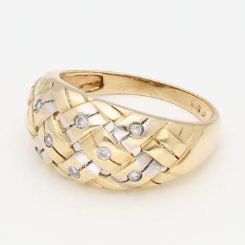 Bague - 14 carats Or jaune, Or blanc Diamant (Naturelle), Nieuw