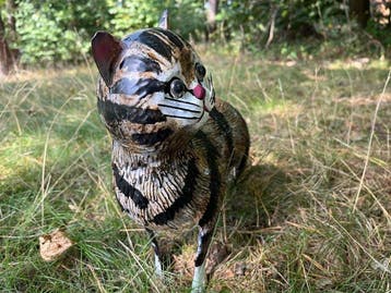 Sculpture dextérieur, Cat - Iron Art - Handpainted - 30 cm