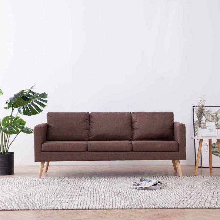 vidaXL Driezitsbank / zetel stof bruin, Huis en Inrichting, Zetels | Zetels, Nieuw, Verzenden