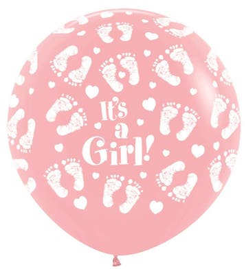 Ballonnen Its a Girl Footprint Pink 91cm 2st, Verzenden, Nieuw