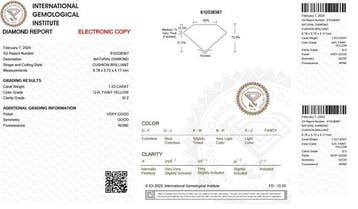 1 pcs Diamant (Natuurlijk gekleurd) - 1.33 ct - Cushion -, Nieuw
