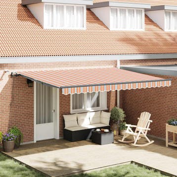 vidaXL Uitschuifbare luifel Meerkleurig 450 × 350 cm, Tuin en Terras, Zonneschermen, Verzenden, Nieuw