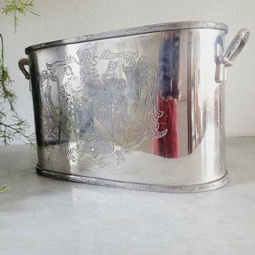 Art Deco, Dubbelzijdige & Verzilverde Wijn-/Champagnekoeler