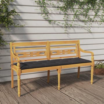 vidaXL Bankje Batavia met antracietkleurig kussen 150 cm, Verzenden, Nieuw