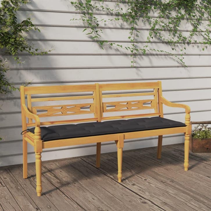 vidaXL Bankje Batavia met antracietkleurig kussen 150 cm, Tuin en Terras, Tuinsets en Loungesets, Nieuw, Verzenden
