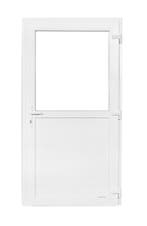 PVC Kunstsof Deur wit 1/2 glas Premium b120 x h208 cm L., 120 cm of meer, Nieuw, Ophalen of Verzenden, Buitendeur