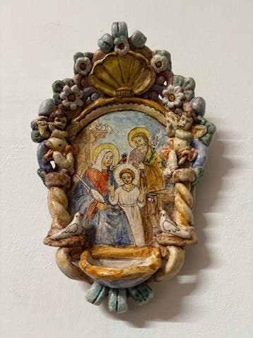Wijwatervat - 20e eeuw - Sacra Famiglia - 29 cm