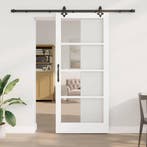 vidaXL Schuifdeur Wit 93 x 211 cm Massief grenenhout en glas, Verzenden, Nieuw