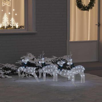 vidaXL LED Rendieren 4 st Wit 45 x 19 x 65 cm Stof, Verzenden, Nieuw