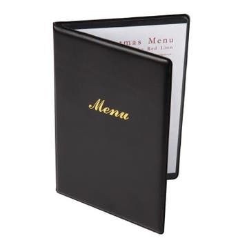 Menu map PVC zwart | A4 formaat | 1 hoes 2 paginas Olympia, Verzenden