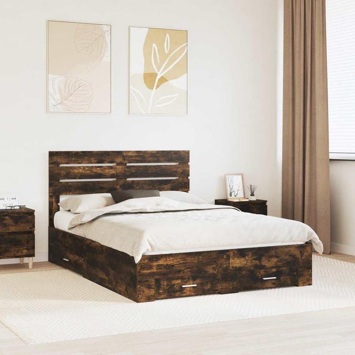 vidaXL Bedframe met lade met hoofdeinde met opslag Bewerkt, Huis en Inrichting, Slaapkamer | Bedden, Nieuw, Verzenden