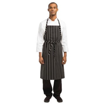 Chef Works Premium geweven schort zwart-wit gestreept | 65%, Verzenden