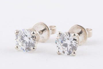 Zonder minimumprijs - Oorbellen Zilver - 2.02ct. tw. Diamant, Nieuw