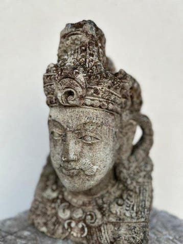 Antica Testa di Arjuna in Pietra - Beeld - Arjuna -, Antiek en Kunst