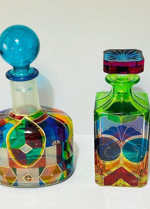 Dado Torrigiani – “Crazy Dad” Italian Art Glass Decanters -, Antiquités & Art, Antiquités | Meubles | Tables