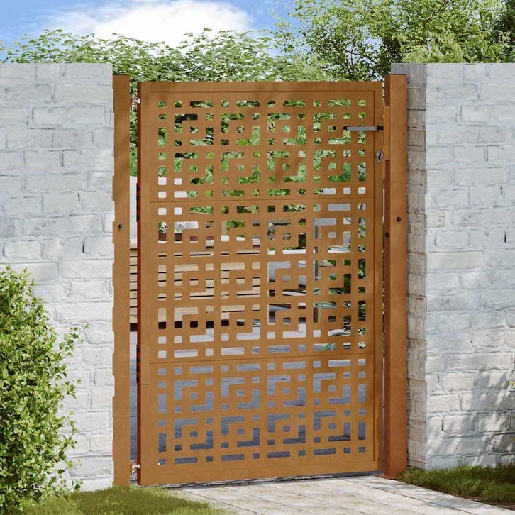 vidaXL Poort met kruisontwerp 100x125 cm weervast staal, Tuin en Terras, Tuinpoorten, Nieuw, Verzenden