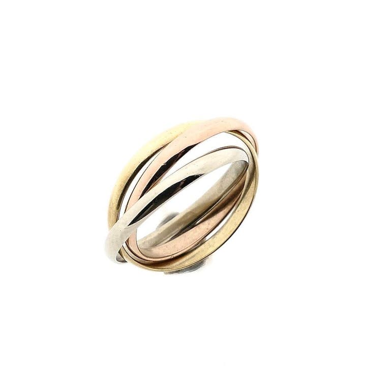 Tricolor gouden trinity ring, Handtassen en Accessoires, Ringen, Dame, Overige kleuren, Kleiner dan 17, Gebruikt, Goud, Ophalen of Verzenden