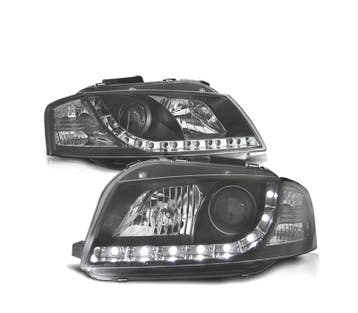 PHARES AUDI A3 8P 03-08 DAYLIGHT LED FOND NOIR, Verzenden