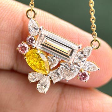 Medaillon - 14 karaat Geel goud - 4.46ct. tw. Diamant