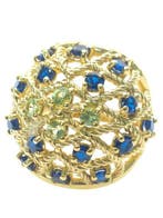 Zonder minimumprijs - Ring - 9 kt. Zilver, Geel goud Olivijn, Nieuw