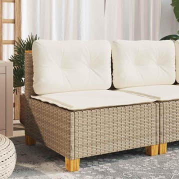 vidaXL Tuinbank zonder armleuning met kussens poly rattan, Verzenden