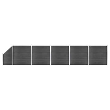 vidaXL Schuttingpanelenset 965x(105-186) cm HKC zwart, Verzenden, Nieuw