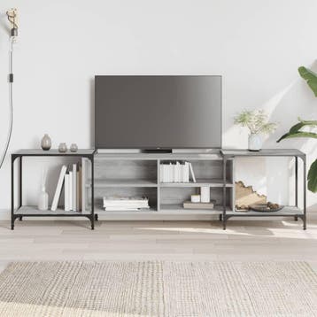 vidaXL Tv-meubel 203x37x50 cm bewerkt hout grijs sonoma, Verzenden