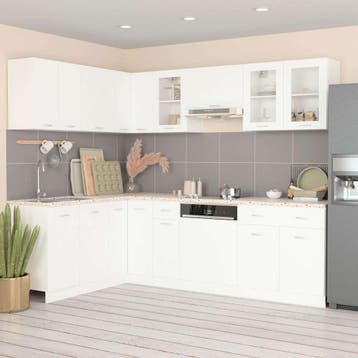 vidaXL 11-delige Keukenkastenset Lyon bewerkt hout wit, Verzenden, Nieuw