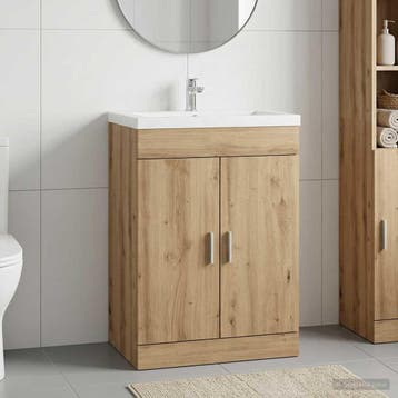 vidaXL Badkamer Onder Het Wastafel Kast Artisanaal eiken, Huis en Inrichting, Verzenden, Nieuw