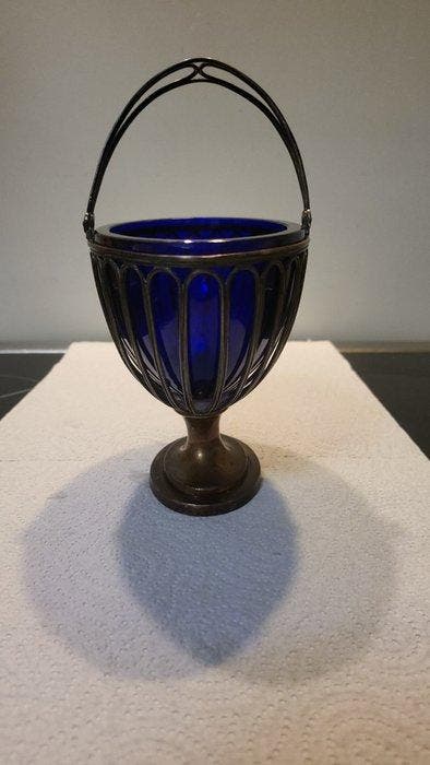 Dutch mobile silversmith - Vaas - kobaltblauw, .800 zilver -, Antiquités & Art, Antiquités | Argent & Or
