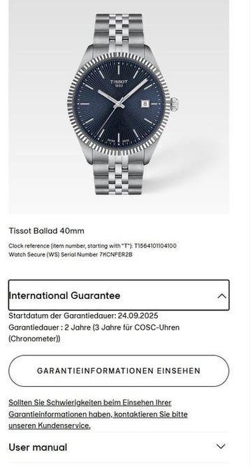 Tissot - Ballade - Zonder minimumprijs - Unisex - 2025, Nieuw