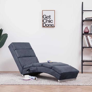 vidaXL Massage chaise longue kunstsuède grijs, Verzenden, Nieuw