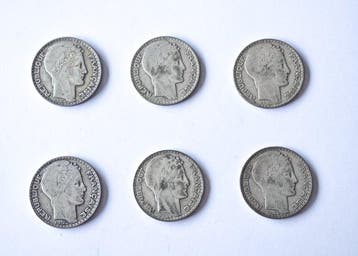 Frankrijk. Complete chronological set of six French 10-Franc, Postzegels en Munten