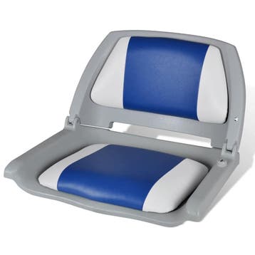 vidaXL Opklapbare bootstoel met blauw-wit kussen 48x51x41 cm, Verzenden, Nieuw