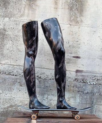Mannequin - Skateboard - skateboarder - glasvezel, hout