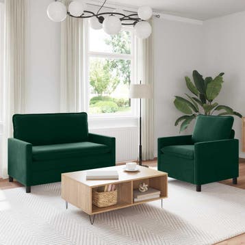 vidaXL bank / zetelstel 2 st Donkergroen Fluweel, Verzenden, Nieuw