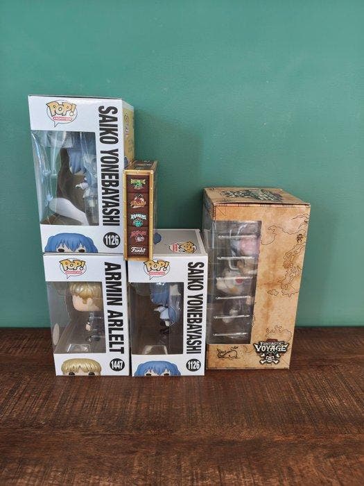 Funko - Funko Pop - Saiko Yonebayashi; Armin Arlert; Freddy, Antiek en Kunst, Antiek | Speelgoed
