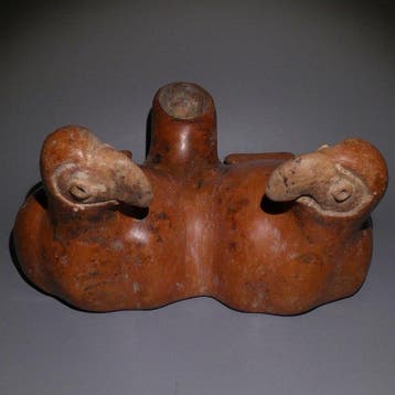 Colima, Mexico, Terracotta Zeldzame dubbele vaas Parrot. 21