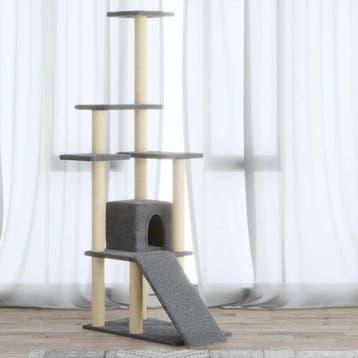 vidaXL Kattenmeubel met sisal krabpalen 155 cm lichtgrijs, Verzenden, Nieuw