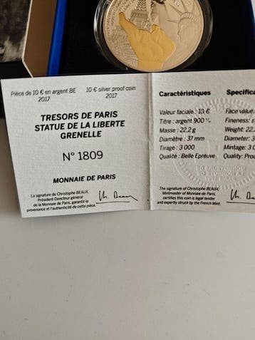 Frankrijk. 10 Euro 2017 Statue de la Liberté Grenelle