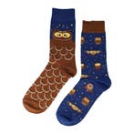 Sokken - Uil Nachtdier Print - Blauw Bruin - Katoen - Maat, Kleding | Dames, Nieuw