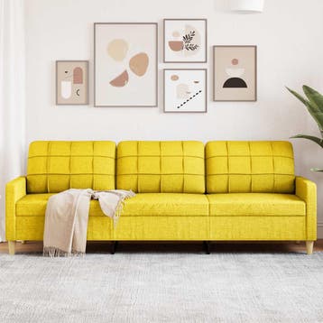vidaXL Driezitsbank / zetel 210 cm stof lichtgeel, Huis en Inrichting, Verzenden, Nieuw