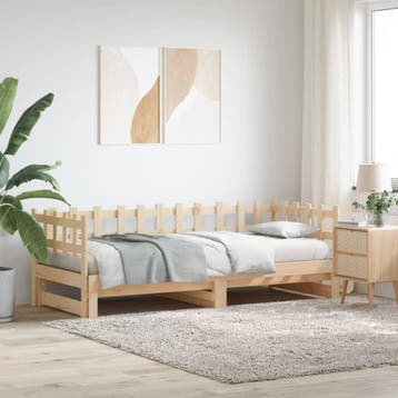 vidaXL Slaapbank uitschuifbaar 2x(80x200) cm massief, Huis en Inrichting, Verzenden, Nieuw