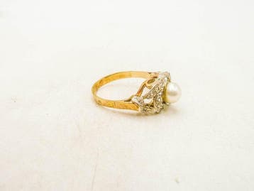 Ring - 18 karaat Geel goud Parel, Nieuw